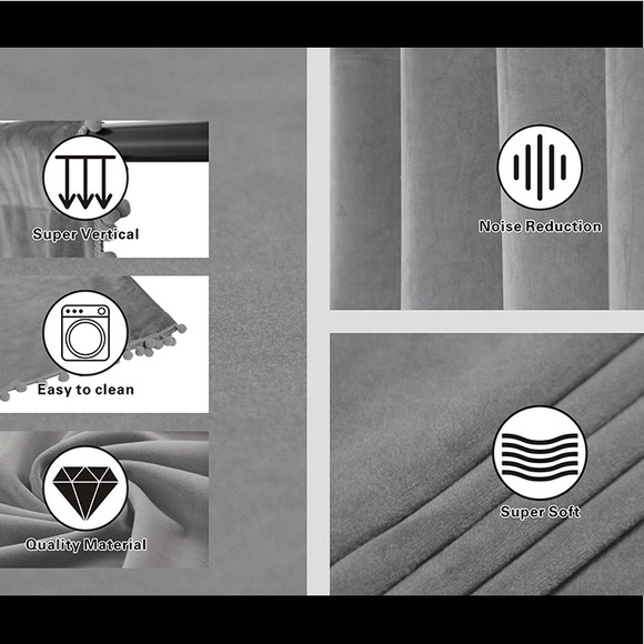 Zhaofeng 42”x95” Pom Pom Velvet Curtains in gray - Picture 13 of 16